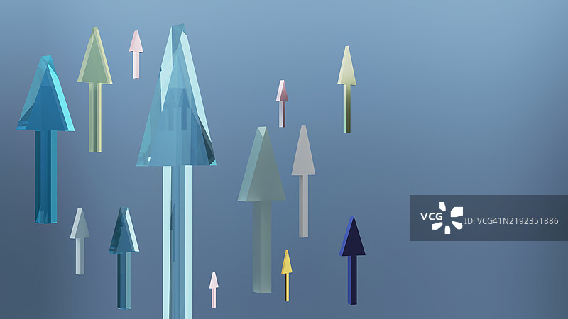 数字增长箭头 - 抽象3D渲染图片素材