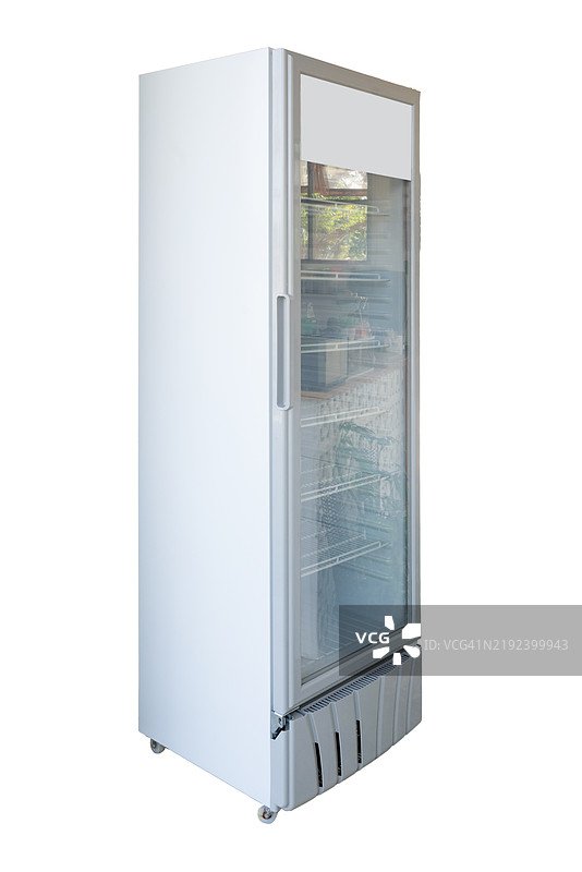 一台带透明门的白色冰箱图片素材