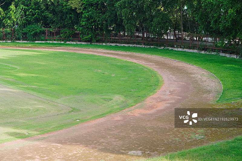 城市公园中的绿草坪和树林图片素材