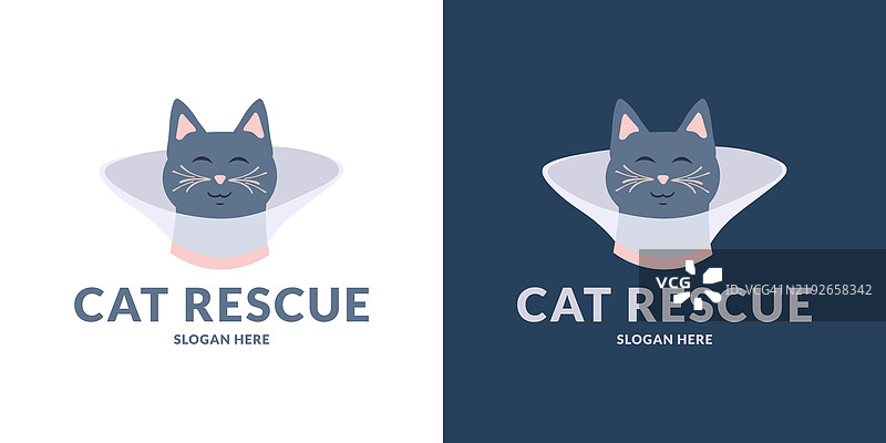 可爱的猫咪救助标志。矢量插图。图片素材