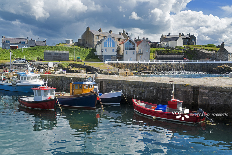 波特索伊港，莫雷湾，阿伯丁郡，高地地区，苏格兰，英国图片素材