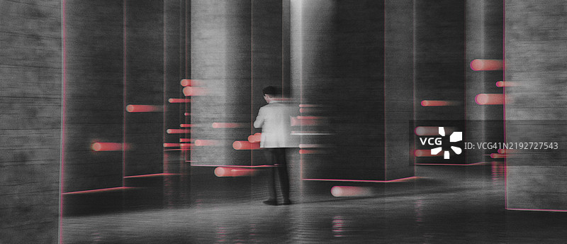 抽象的商人在城市街道上站立图片素材