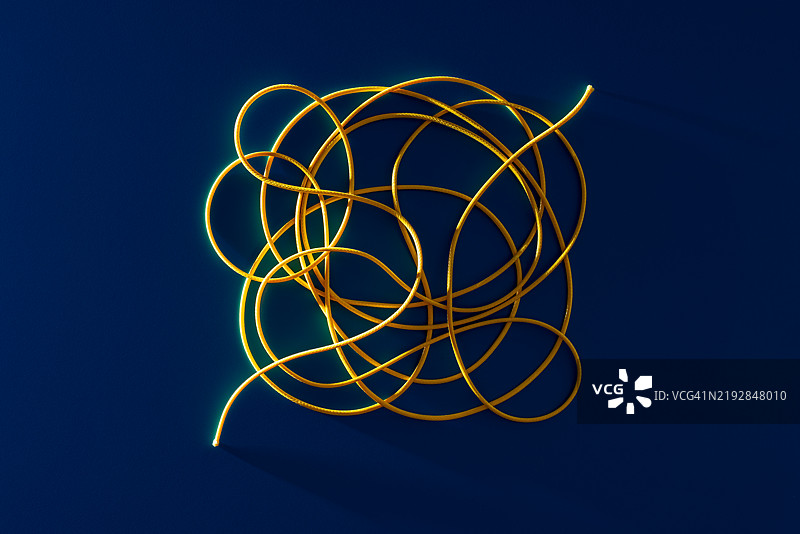 杂乱的黄色线缠成一团图片素材