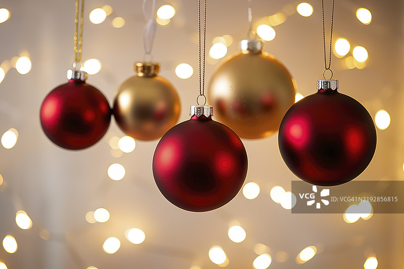 四个悬挂装饰品在柔和的灯光背景下的照片图片素材