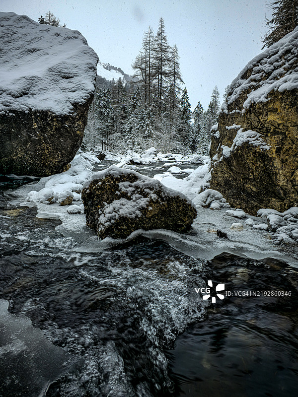 瑞士伯尔尼雪覆盖的土地与天空的美丽景色图片素材