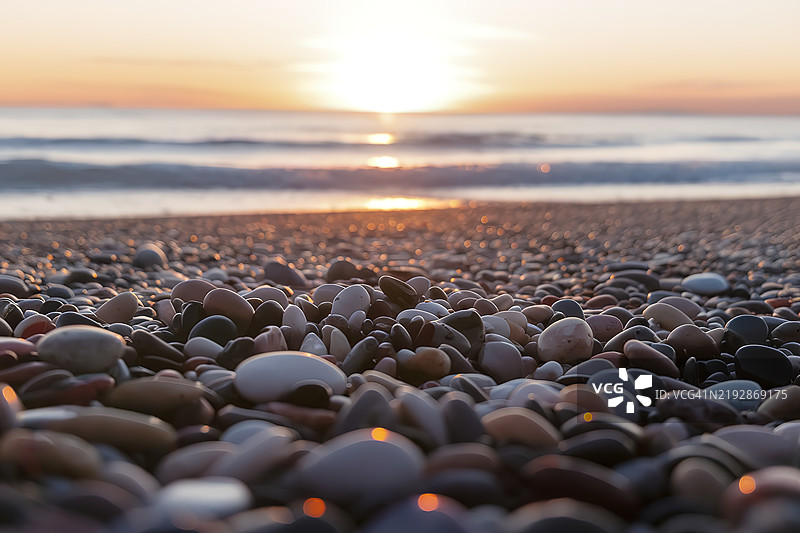 日落时分的海滩照片图片素材
