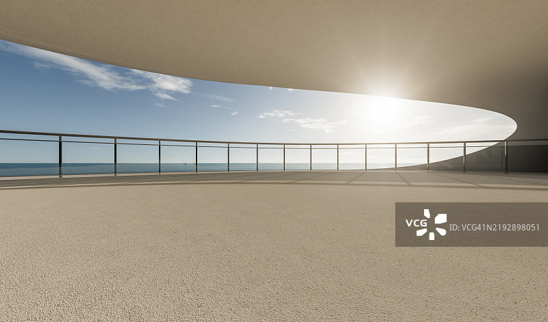 混凝土曲线建筑内部的走廊图片素材