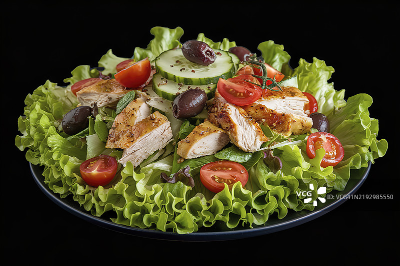 一盘色彩鲜艳的绿色沙拉图片素材