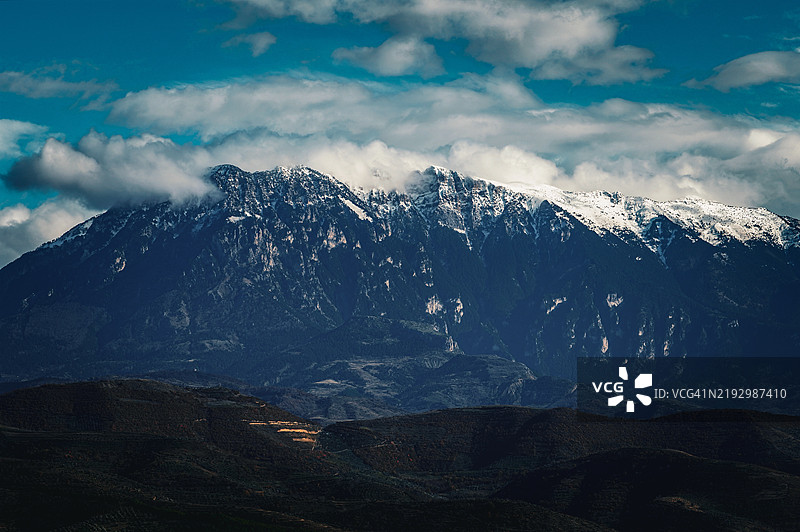 阿尔巴尼亚雪山与天空的美丽景色图片素材