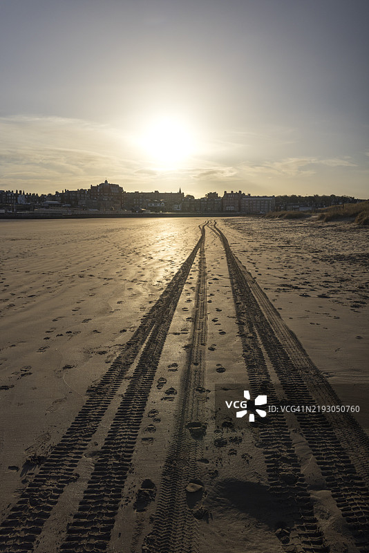 圣安德鲁斯海滩，法夫，苏格兰 - 英国。图片素材