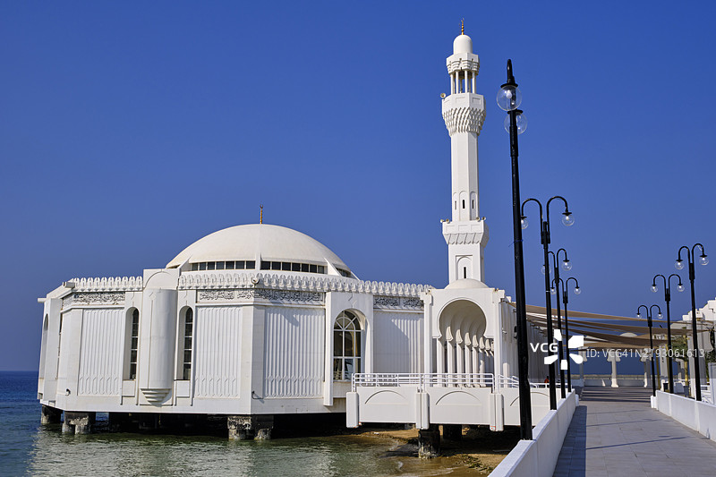 沙特阿拉伯，麦加省，吉达，海滨，阿尔拉赫玛清真寺图片素材