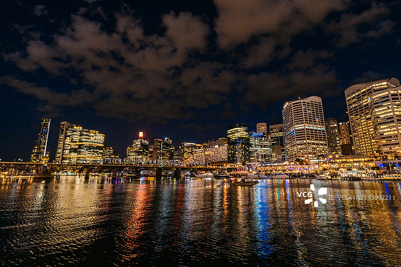 澳大利亚悉尼的达令港夜景图片素材