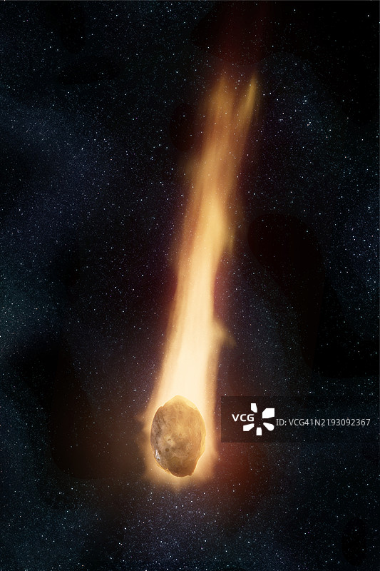 带有发光尾巴的小行星图片素材