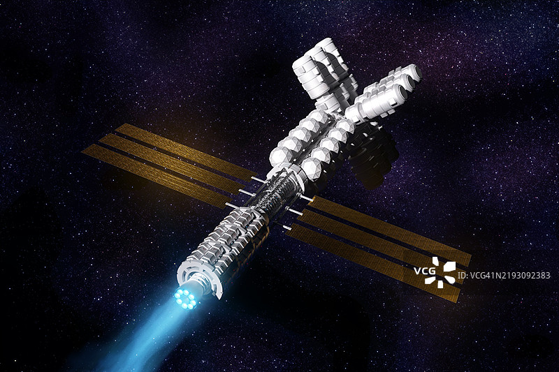 小行星采矿，太空采矿货物运输车。图片素材