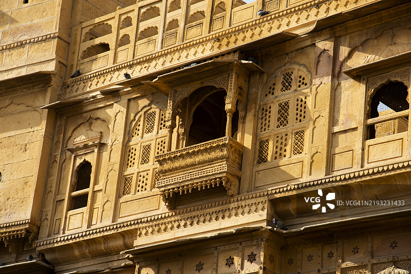 印度拉贾斯坦邦杰瑟梅尔的帕特旺基哈维利外观图片素材