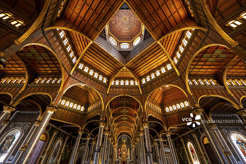 内部视图，洛斯安赫莱斯大教堂，卡塔戈，哥斯达黎加，中美洲图片素材