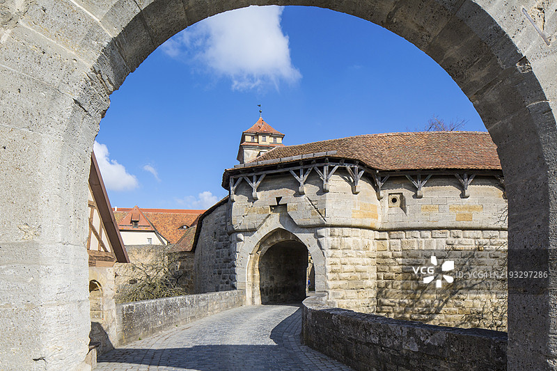 斯皮塔尔堡垒或斯皮塔尔堡塞，罗滕堡，安斯巴赫区，中法兰克尼亚，法兰克尼亚，巴伐利亚自由州，德国，欧洲图片素材