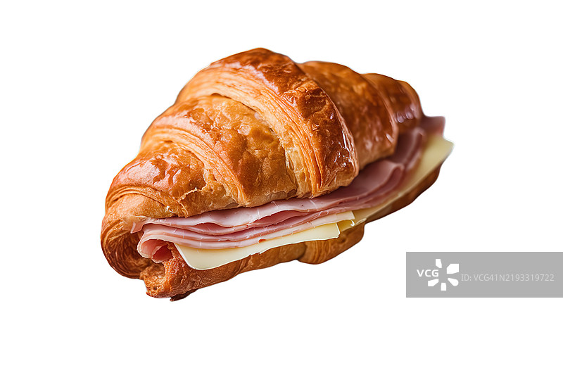 一张特写的火腿可颂面包照片图片素材
