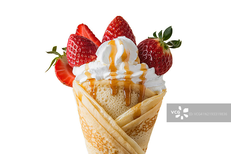 草莓奶油可丽饼甜点图片素材