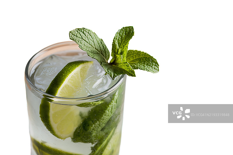 一杯莫吉托的特写细节图图片素材