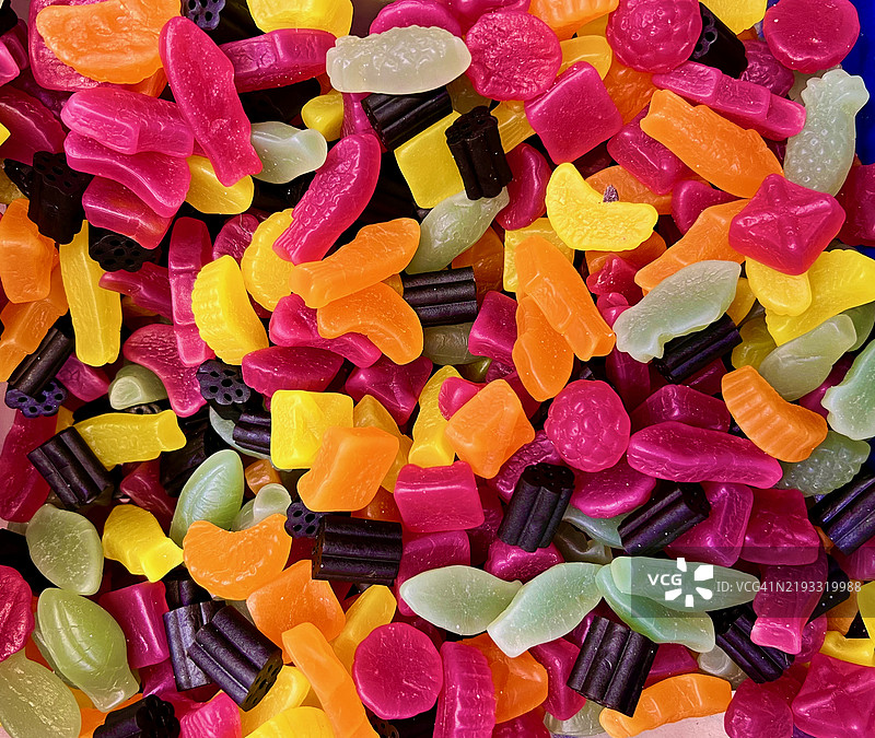 多种颜色糖果的特写镜头图片素材