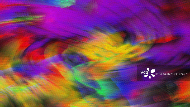 抽象迷幻色彩渐变艺术背景，带有平滑流动的霓虹故障运动模糊效果图片素材