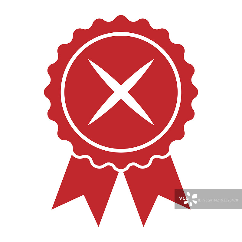 取消的奖牌图标，拒绝的扁平图标，独立于白色背景图片素材