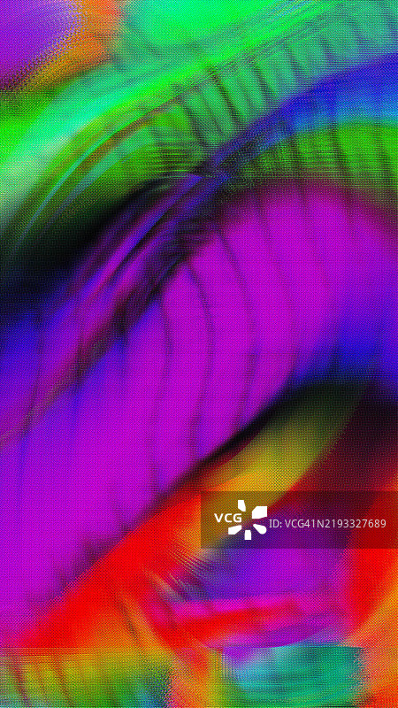 充满活力的抽象迷幻纹理背景 - 色彩斑斓的故障运动模糊像素艺术与半色调图案图片素材