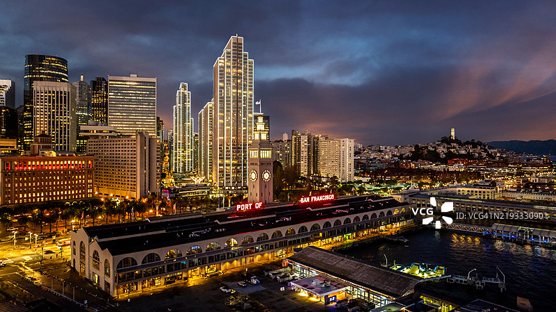 旧金山海滨节日灯光图片素材