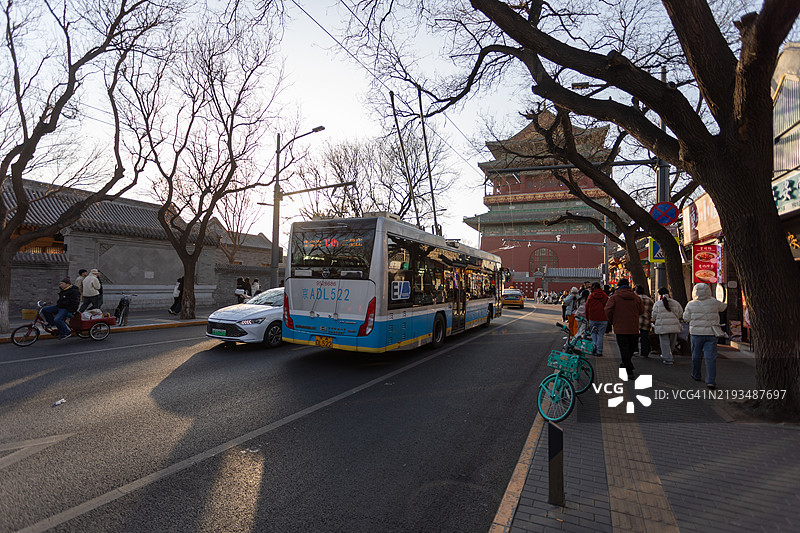 中国北京的古代建筑鼓楼（Gu Lou）。图片素材