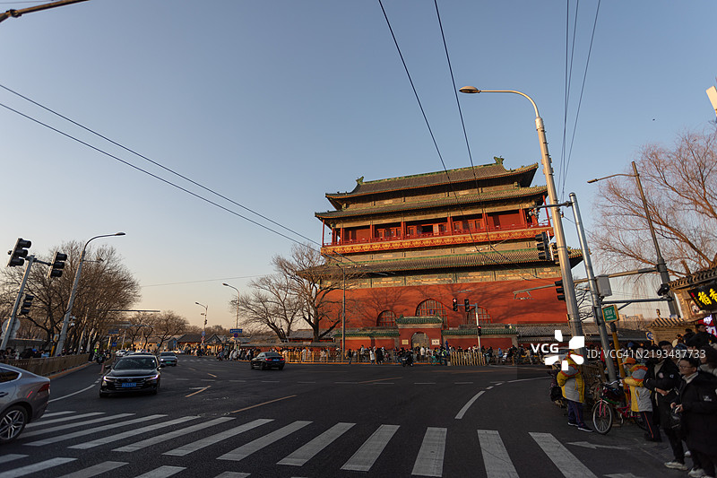 中国北京的古代建筑鼓楼（Gu Lou）。图片素材