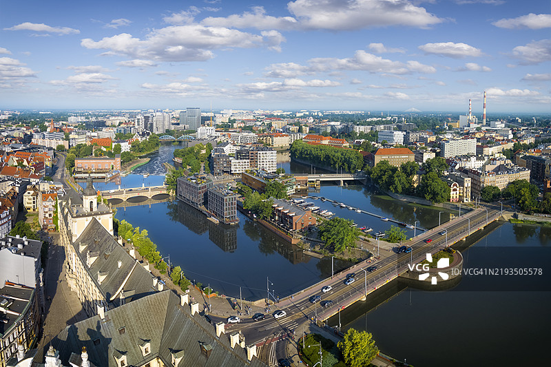 波兰的假期 - 弗罗茨瓦夫市及奥德河的景观图片素材