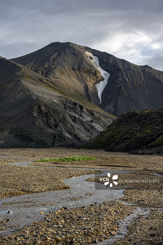 火山岩山脉,火山景观,色彩斑斓的侵蚀地貌,山脉与河流,兰德曼纳劳卡,菲亚尔拉巴克自然保护区,冰岛高地,南部冰岛,欧洲图片素材