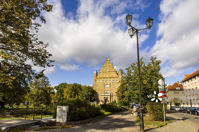 波兰托伦的星城广场，市政厅，欧洲图片素材