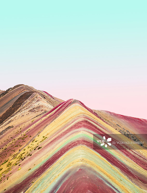 秘鲁维尼昆卡彩虹山的梦幻般的画面图片素材