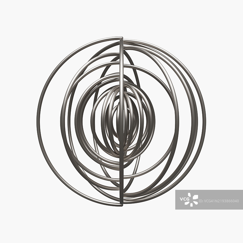 白色背景上的3D同心金属弧形图案图片素材