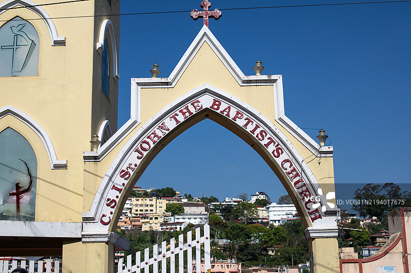 印度旅行摄影，库努尔浸信会教堂入口图片素材