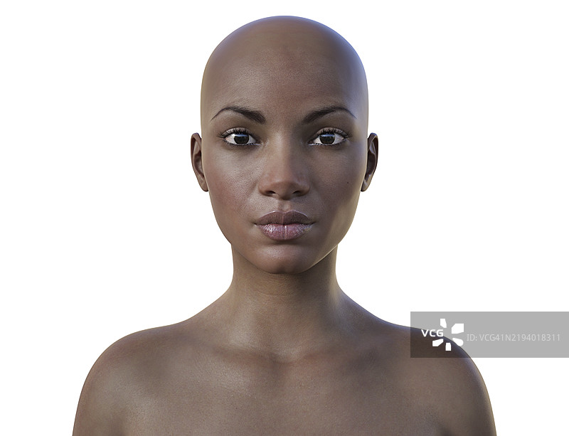 年轻女性的面部和颈部插图图片素材