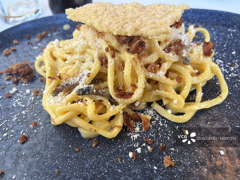 意大利拉齐奥罗马的一盘意大利面特写图片素材