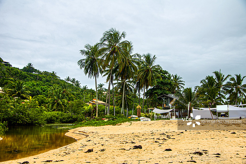 海滩与自然。阿赖阿尔·达朱达，波尔图·塞古罗，巴伊亚，巴西。图片素材