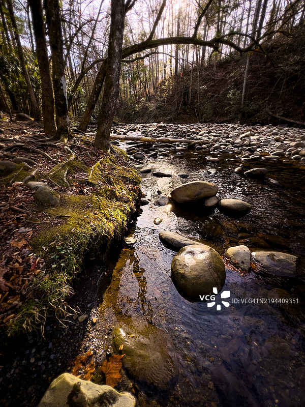 田纳西州加特林堡森林中的溪流美景图片素材