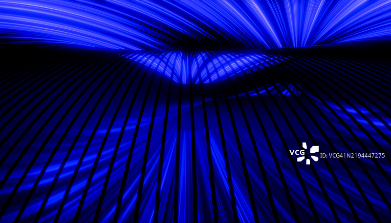 蓝色光线的条纹汇聚到中心图片素材