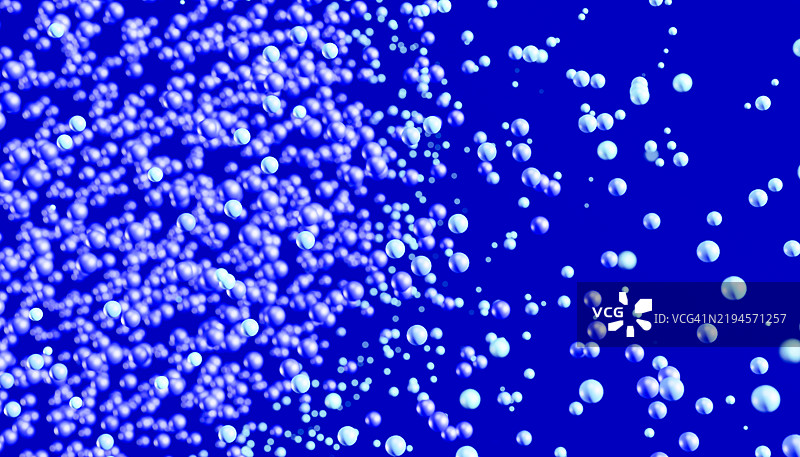 蓝色球体在鲜艳的蓝色背景上漂浮和流动图片素材