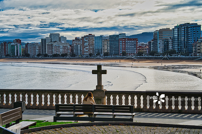 西班牙希洪的圣洛伦佐海滩图片素材