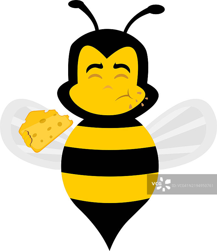 卡通角色蜜蜂虫子食用奶酪片图片素材