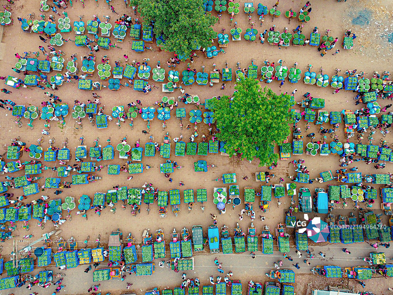 孟加拉国拉杰沙希的多彩装饰高角度视图图片素材