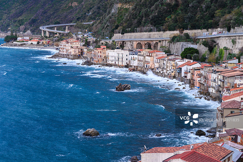 海边建筑的高角度视图图片素材