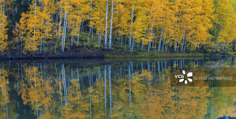 科罗拉多州特柳赖德森林中的湖泊美景， 美国图片素材