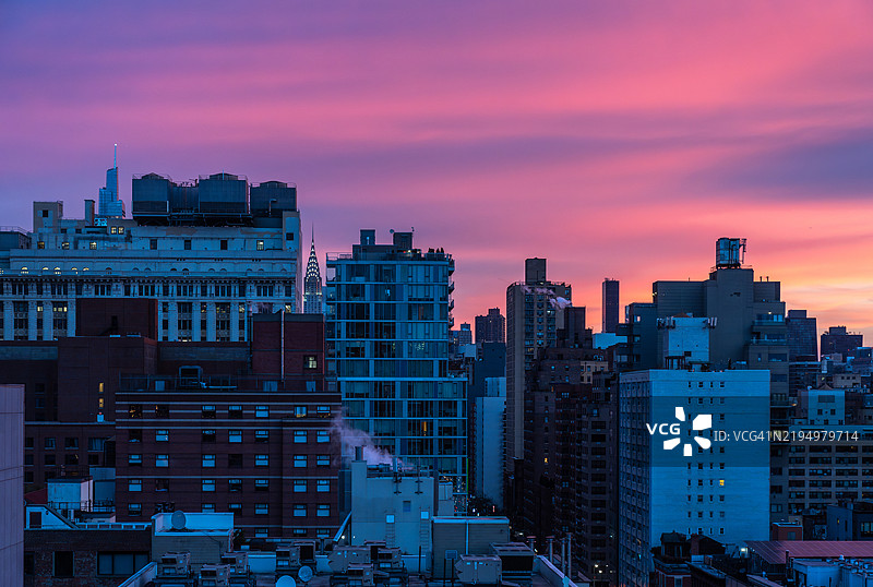 纽约东村的多彩日出图片素材