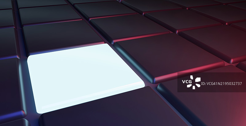 突出创新：黑暗科技网格中的一块亮色瓷砖图片素材